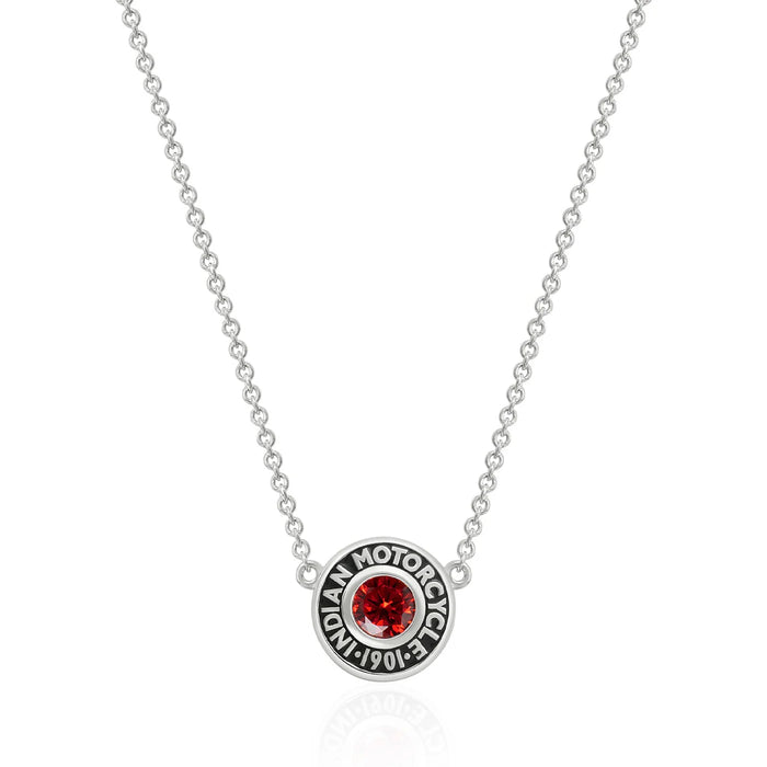 Indian Motorcycle Steel Horse Jewelry Women's Rivet and Red Stone Necklace | IMJN007-18