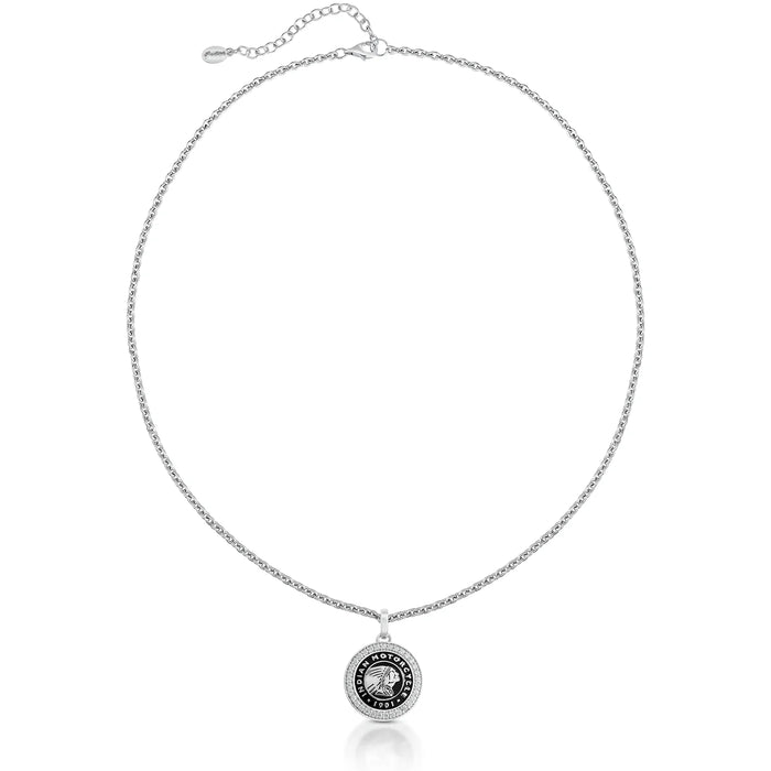Indian Motorcycle Steel Horse Jewelry Women's Roundel Headdress Silver and Bling Necklace | IMJN011