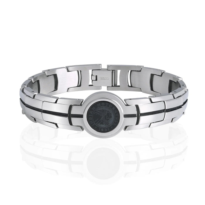 Indian Motorcycle Steel Horse Jewelry Men's Midnight Headdress Rondel Bracelet | IMSB005
