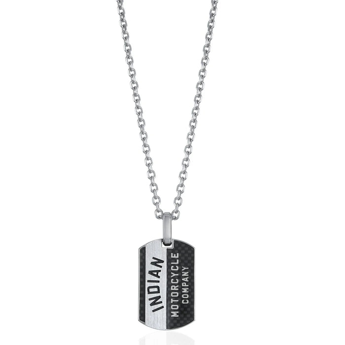 Indian Motorcycle Steel Horse Jewelry Men's Carbon Fiber Dog Tag Necklace | IMSN006-24