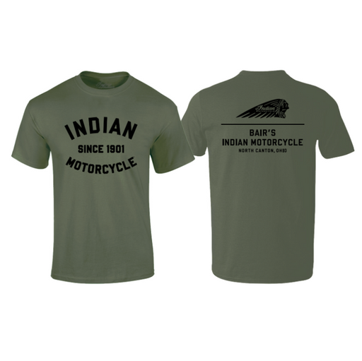 Bair’s Indian Motorcycle T-Shirt, Military Green - Bair's Powersports