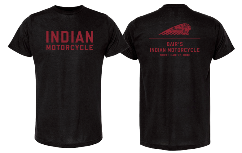 Bair's Indian Motorcycle T-Shirt, Black/Red — Bair's Powersports Bair's Indian Motorcycle T-Shirt, Black/Red — Bair's Powersports