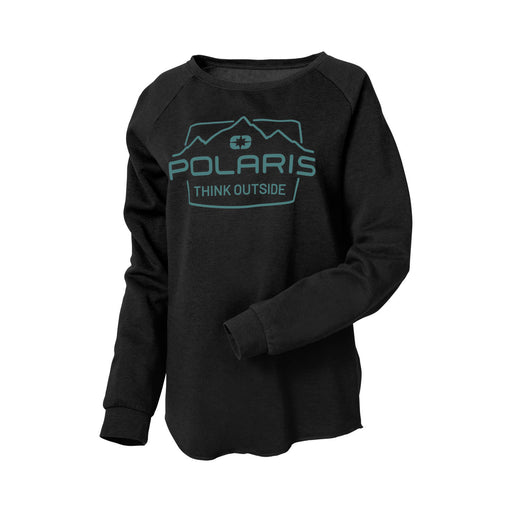 Polaris Women's Adventure Crew Sweatshirt, Black/Teal | 2833100 - Bair's Powersports