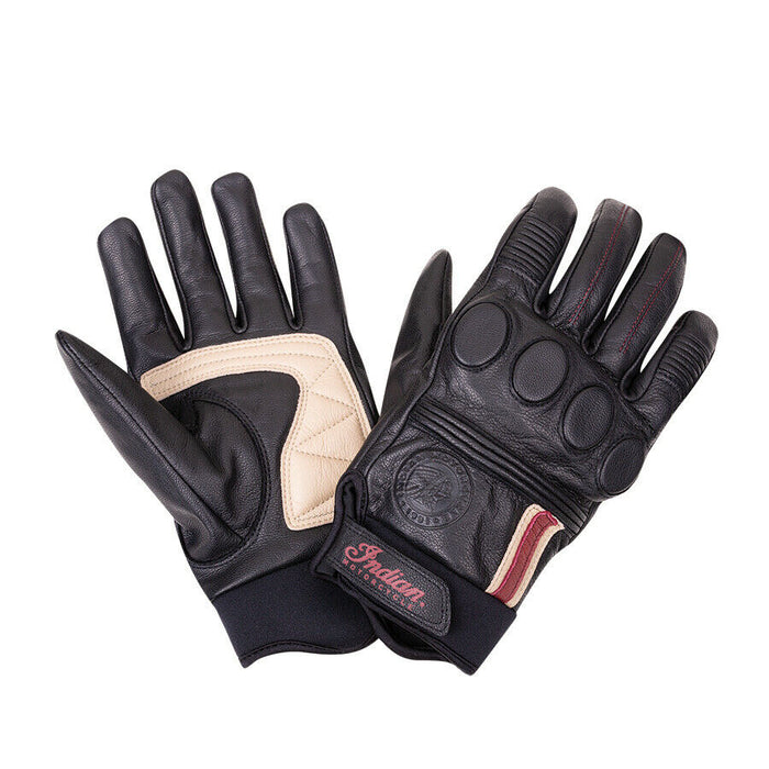 Indian Motorcycle Men's Leather Retro 2 Riding Gloves, Black | 2860627 - Bair's Powersports
