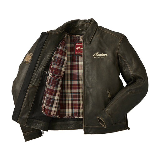 Indian Motorcycle Men's Leather Classic Riding Jacket, Dark Brown | 2860828 - Bair's Powersports