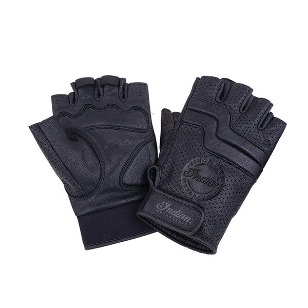 Indian Motorcycle Men's Leather Fingerless Denton Glove, Black | 2860896 - Bair's Powersports