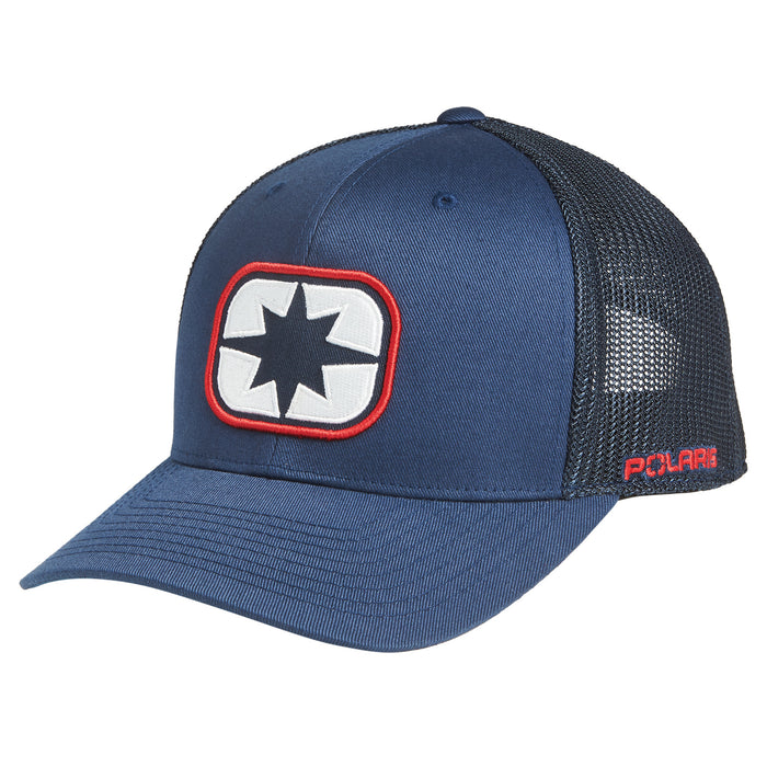 Polaris Ellipse Patch Trucker Hat, Navy/Red | 2833499 - Bair's Powersports
