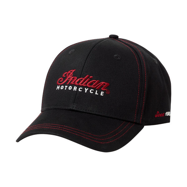 Indian Motorcycle Contrast Stitch Cap, Black | 2862744 - Bair's Powersports