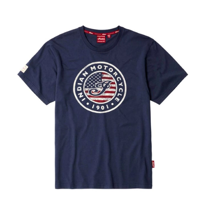 Indian Motorcycle Men's USA Flag Logo Tee, Navy | 2862882 - Bair's Powersports