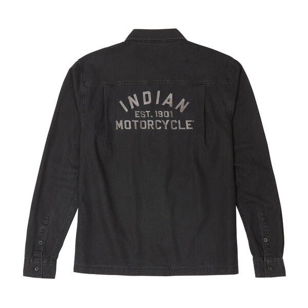 Indian Motorcycle Men's Denim Shirt, Washed Black | 2862902 - Bair's Powersports
