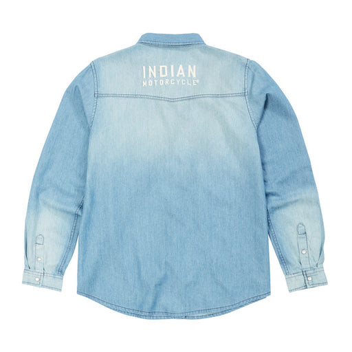 Indian Motorcycle Women's Western Denim Shirt, Blue | 2862923 - Bair's Powersports