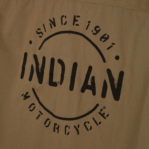 Indian Motorcycle Men's Stencil Block Icon Shirt, Khaki | 2862971 - Bair's Powersports