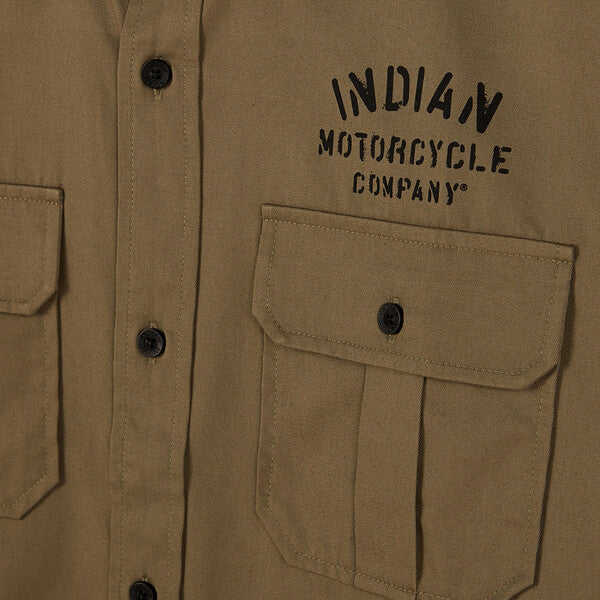 Indian Motorcycle Men's Stencil Block Icon Shirt, Khaki | 2862971 - Bair's Powersports