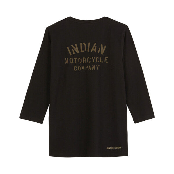 Indian Motorcycle Women's Camo Lined 3/4 Sleeve T-Shirt, Black | 2862975 - Bair's Powersports