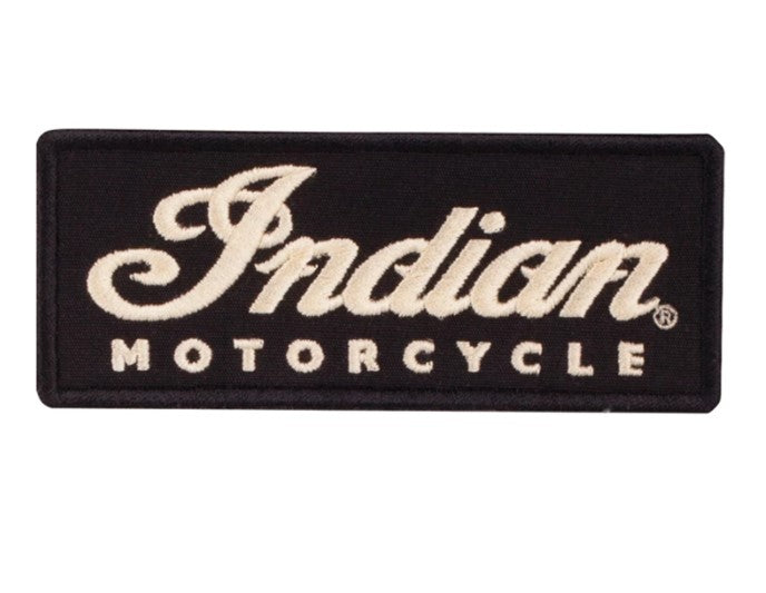 Indian Motorcycle Embroidered Script Logo Patch, Black | 2863861 - Bair's Powersports