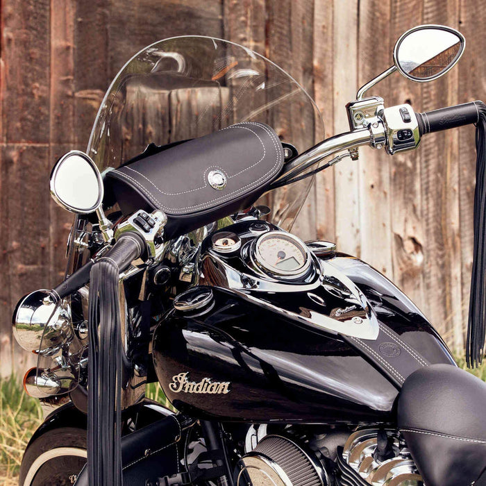 Indian Motorcycle Genuine Leather Handlebar Bag, Black | 2879577-01 - Bair's Powersports