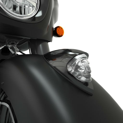 Indian Motorcycle Cast Aluminum Front Fender Headdress Emblem, Black | 2883668-266 - Bair's Powersports