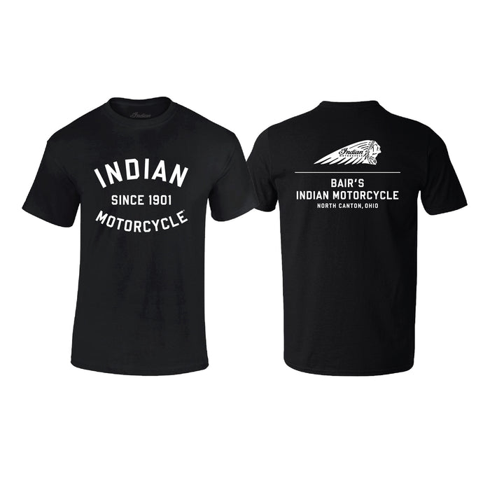 Bair’s Indian Motorcycle T-Shirt, Black/White - Bair's Powersports